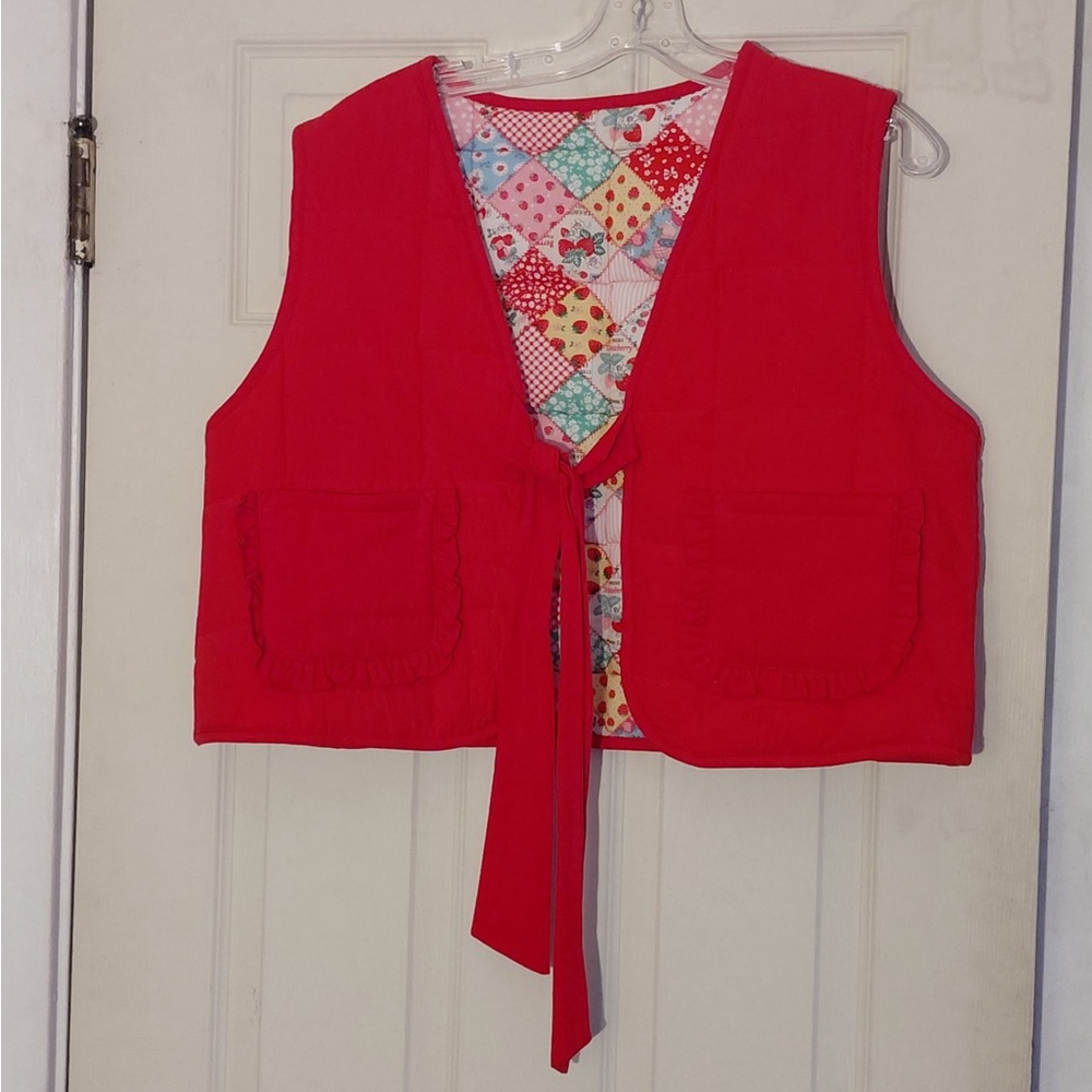 Cider Red Vest with Patchwork Lining